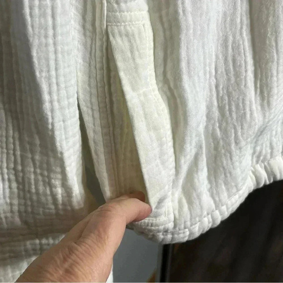 Rails Jacket Snap Women Medium Ivory Yellow Cropped Cinch Waist Organic Cotton - Picture 4 of 12